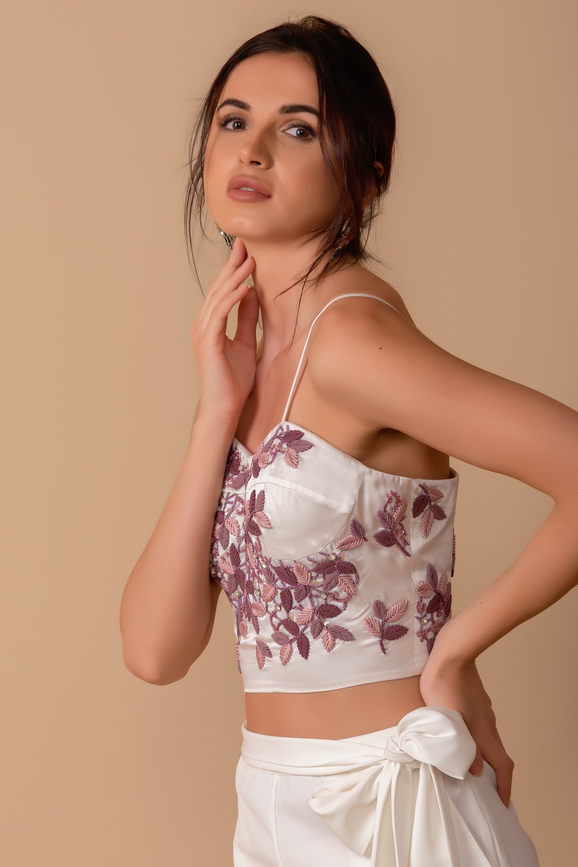 Embroidered Bustier Crop Top