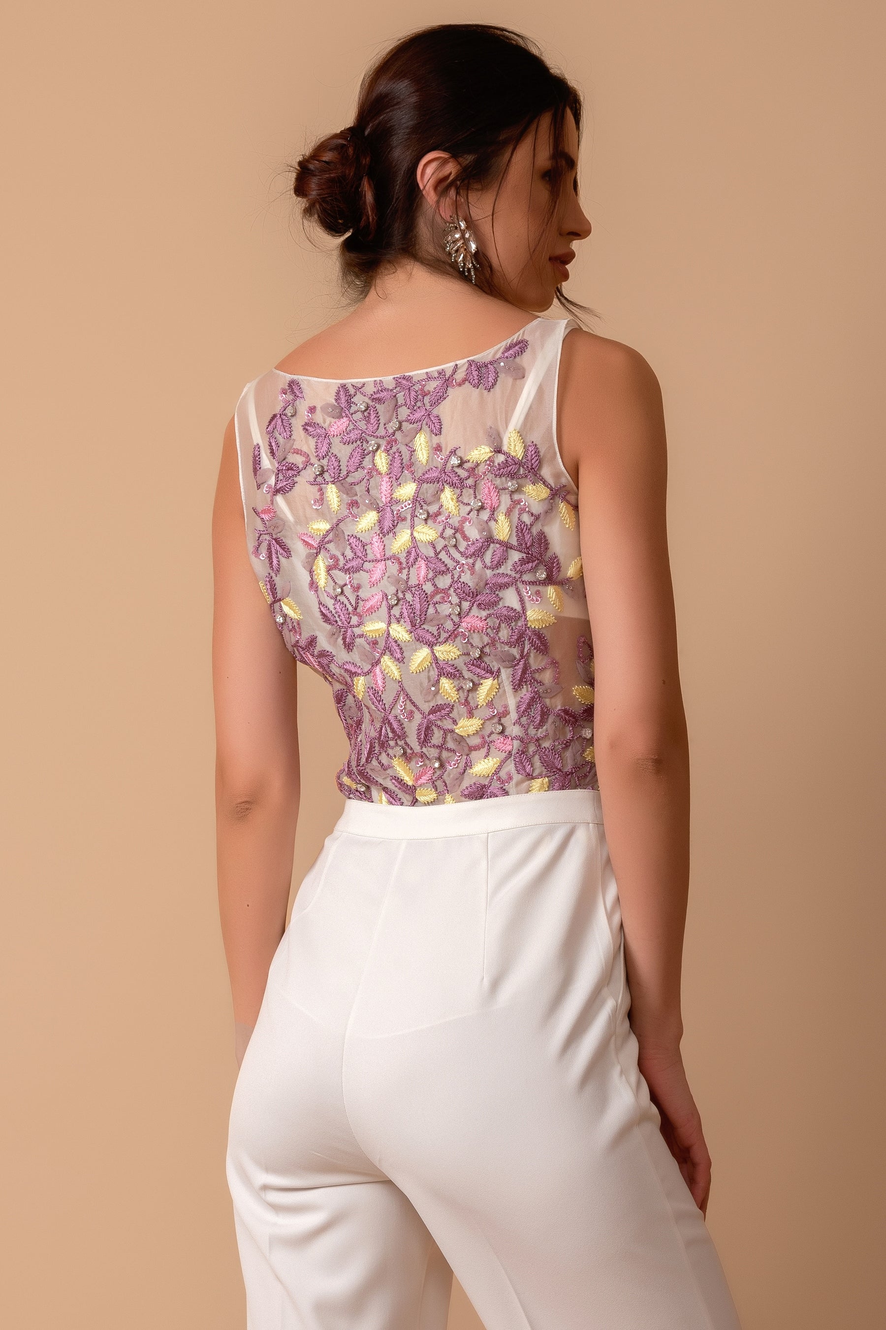 Hand-Embroidered Organza Top
