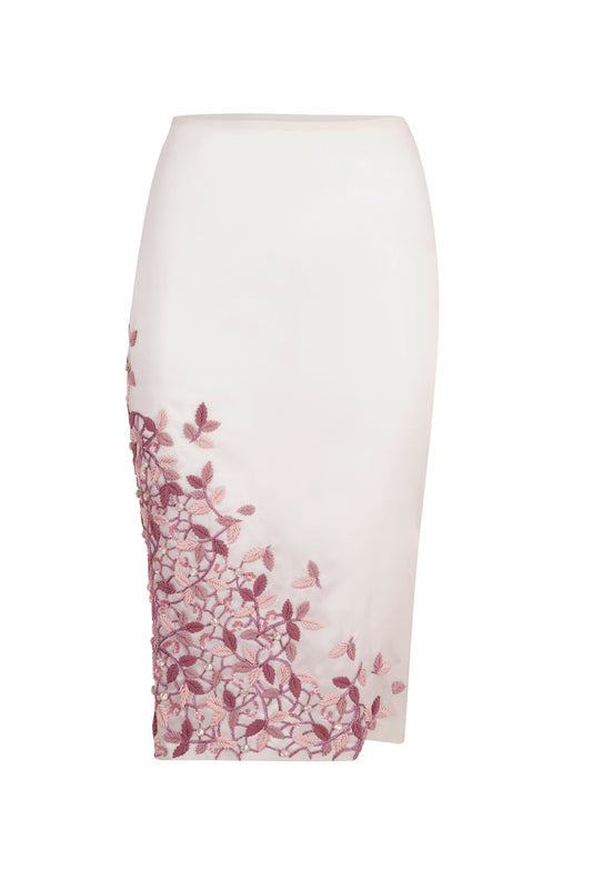 Organza Embroidered Skirt with a Back Slit