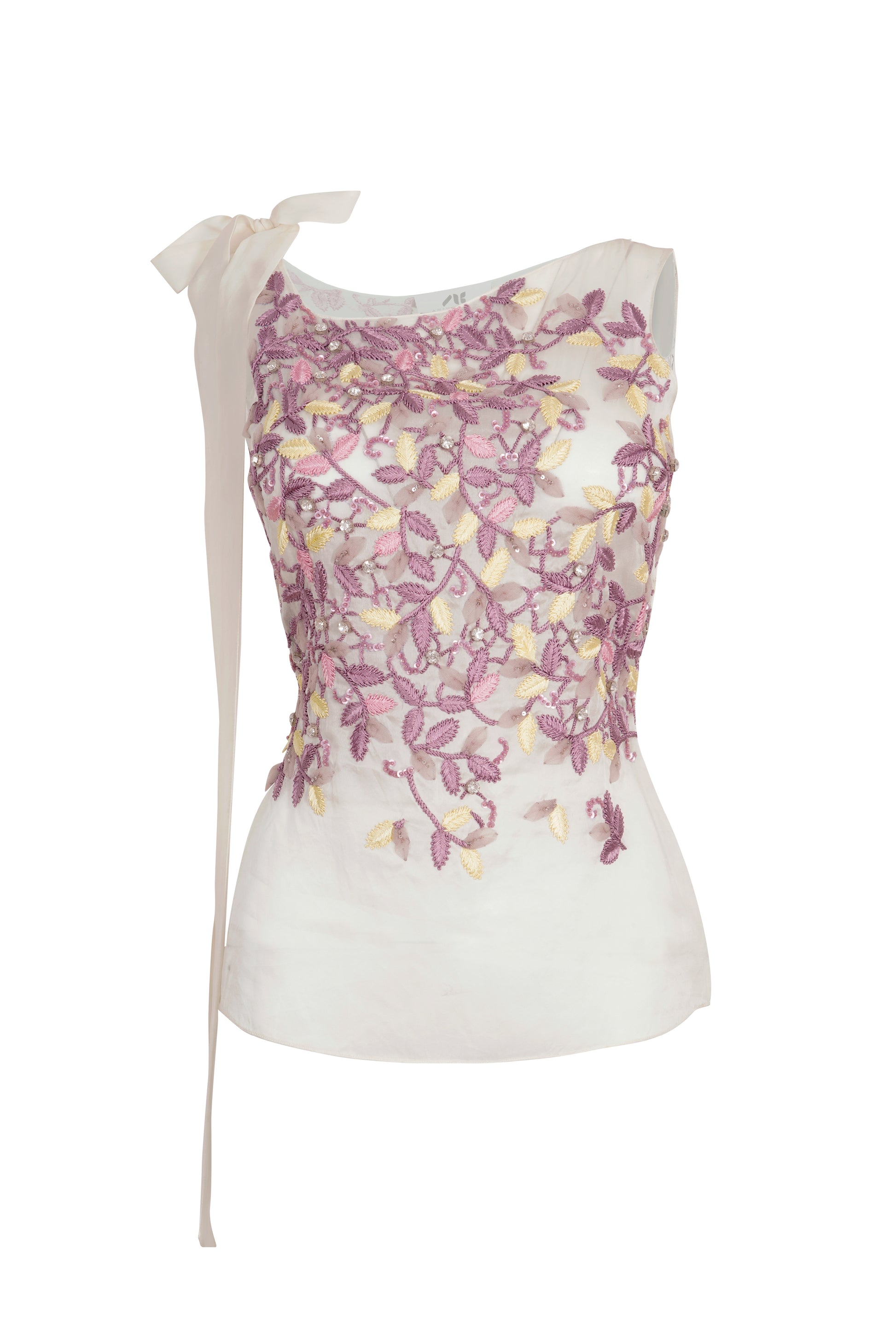Hand-Embroidered Organza Top